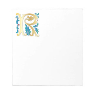 Bloco De Notas Letra R Monograma Fleur de lis