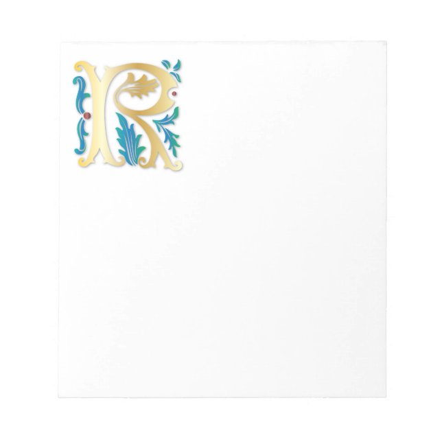 Bloco De Notas Letra R Monograma Fleur de lis (Frente)