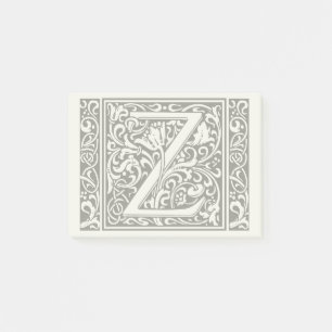 Bloco De Notas Letra Z Monograma Medieval Art Nouveau