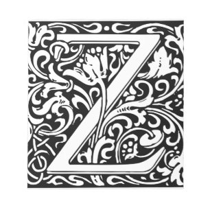 Bloco De Notas Letra Z Monograma Medieval Vintage inicial