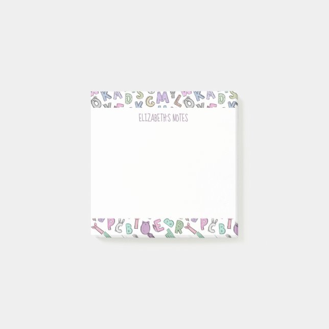 Bloco De Notas Letras alfabéticas de rabisco (Frente)