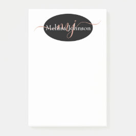 Bloco De Notas Letras elegantes em dourado rosado sobre preto