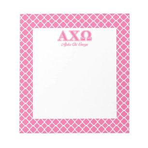 Bloco De Notas Letras Rosa Alphi Chi Omega