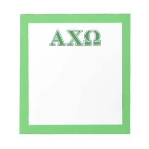 Bloco De Notas Letras verdes de Omega do qui de Alphi