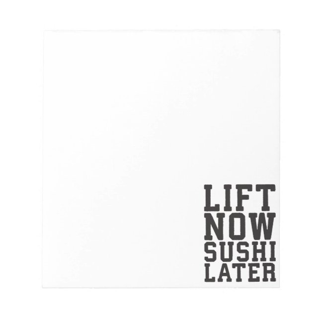 Bloco De Notas Levante Agora, Sushi Mais Tarde - Carbs - Engraçad (Frente)