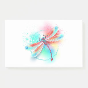 Bloco De Notas libélula vermelha sobre fundo de aquarela