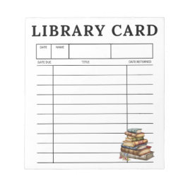 Bloco De Notas Library Card Vintage Books