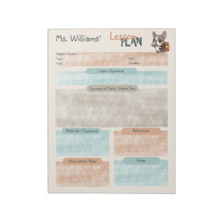 Bloco De Notas Lição de professor planeja escola de buldogue fran