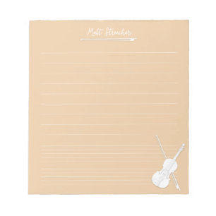 Bloco De Notas Lição Personalizada de Música de Violino Branco Be