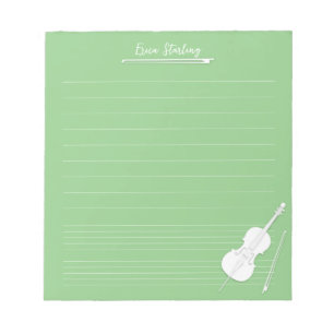 Bloco De Notas Lição Personalizada de Música para Violoncelo Verd