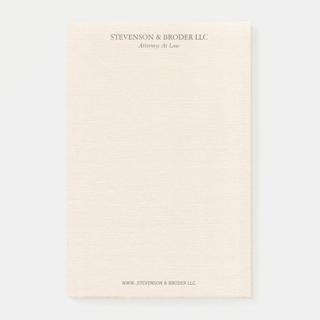 Bloco De Notas Light Beige Linen Texture Personalized (Frente)