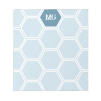 Light Blue Monogram Hexagon Honey Comb Pattern