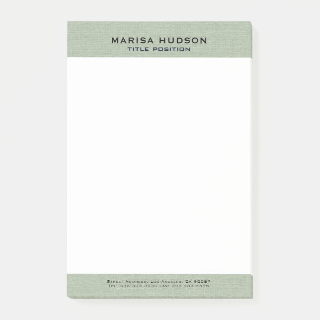 Bloco De Notas Light green Linen Fabric Texture (Frente)