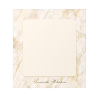 Bloco De Notas Light Pink Gold Brown Elegant Marble Custom Name