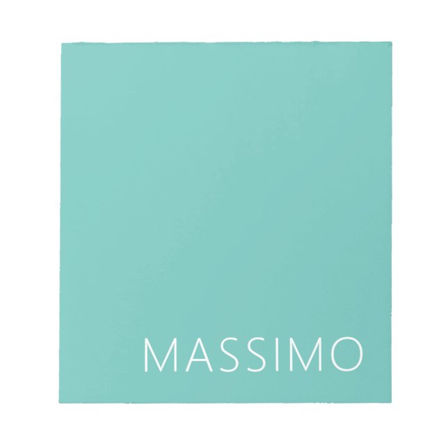 Bloco De Notas Light Teal Trendy Modern Minimalist Chic Name (Frente)