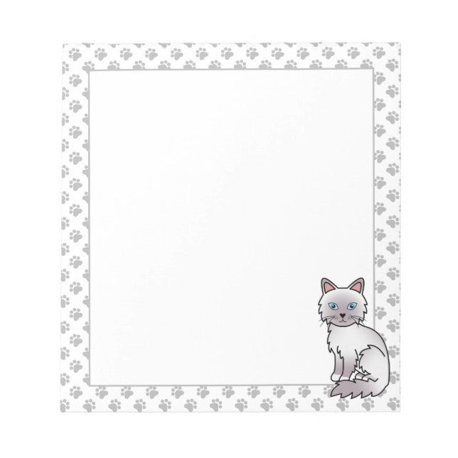 Bloco De Notas Lilac Point Birman / Ragdoll Gato Fofo & Patas (Frente)