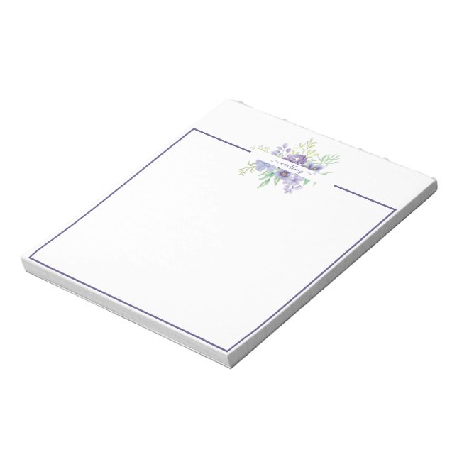 Bloco De Notas Lilac watercolor floral personalizado (Invertido)