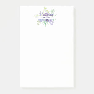 Bloco De Notas Lilás floral personalizado aquarela 