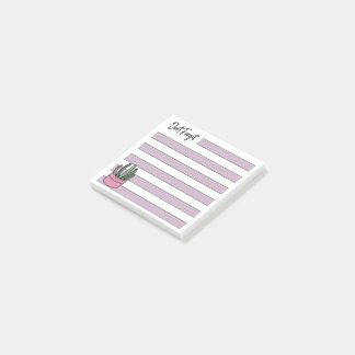 Bloco De Notas Lilás | Linhas | Suculenta em vaso - 