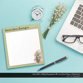 Bloco De Notas Lily do Vale Felicidade Personalizada Verde
