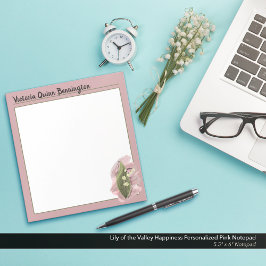 Bloco De Notas Lily do Vale Felicidade, Rosa Personalizada