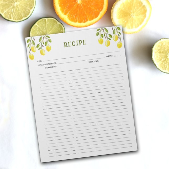 Bloco De Notas Limão - Culinário Tropical Recebe Notepad (Criador carregado)