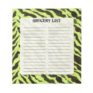 Bloco De Notas Limão da Lista de Groceries Black Zebra Stripe Imp