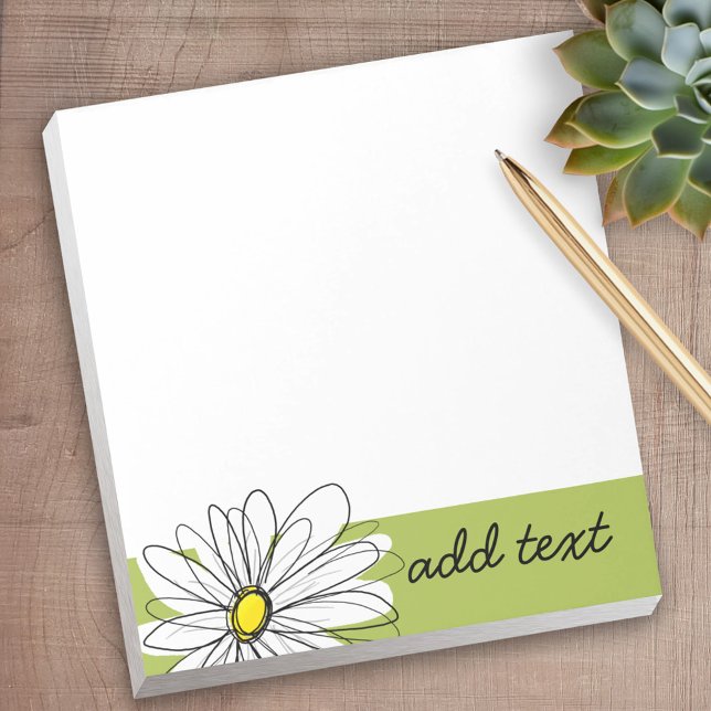 Bloco De Notas Limão e margarida branca com texto personalizado (Personalized Notepad)