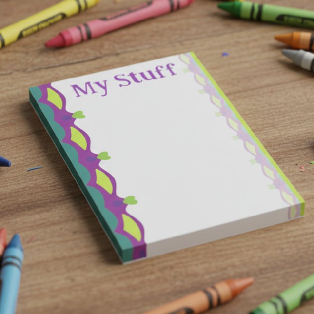 Bloco De Notas Lime Green Hearts With Purple (Cute and adorably fun for the young at heart. Bright colors and lime green hearts.)