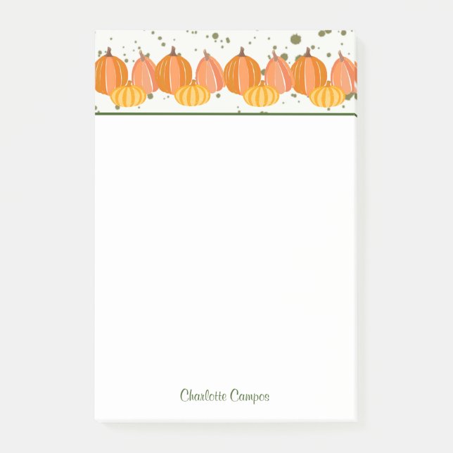 Bloco De Notas Limite de Abóbora de Queda Personalizado (Frente)