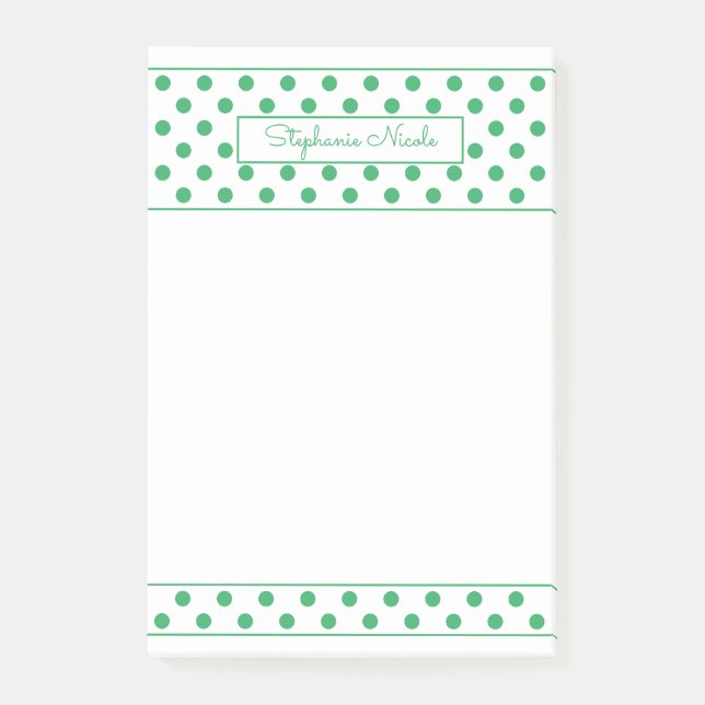 Bloco De Notas Limite fino personalizado verde de Bolinhas simple (Frente)
