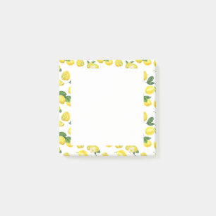 Bloco De Notas Limões Amarelos Padrão de Fruta de Aquarela