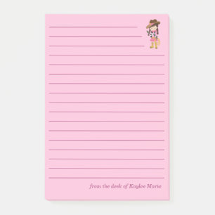 Bloco De Notas Linda Cowgirl Personalizada Com Linhas Rosa Para C