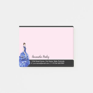 Bloco De Notas Linda dama com moda azul brilhante