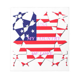 Bloco De Notas Linda e adorável bandeira americana Motif design