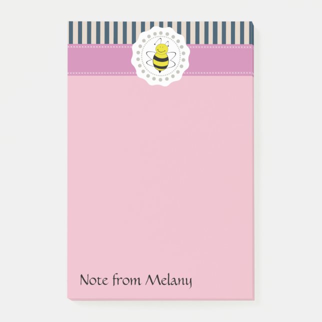 Bloco De Notas Linda e gira abelha-menina moderna (Frente)