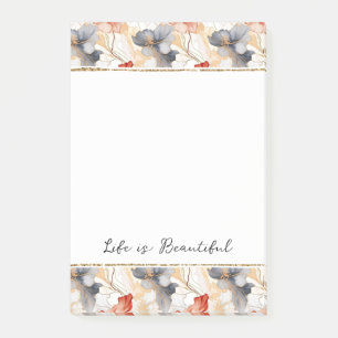 Bloco De Notas Linda feminina Peach Blue e White Floral