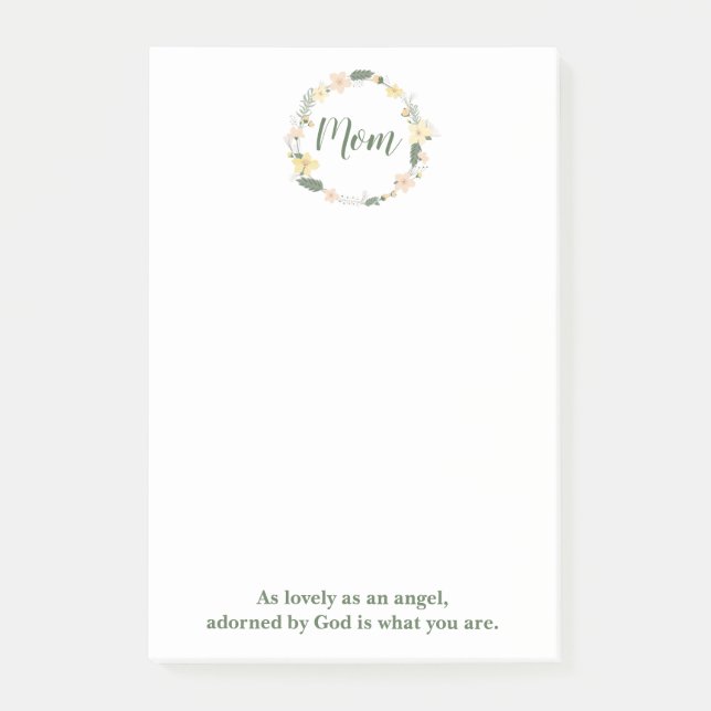 Bloco De Notas Linda Floral Wreath Mãe (Frente)