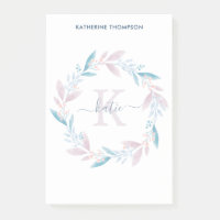 Linda Lilcolor Aquosa Floral Wreath Monograma
