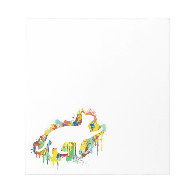 Bloco De Notas Linda Pintura Colorida De Gato (Frente)