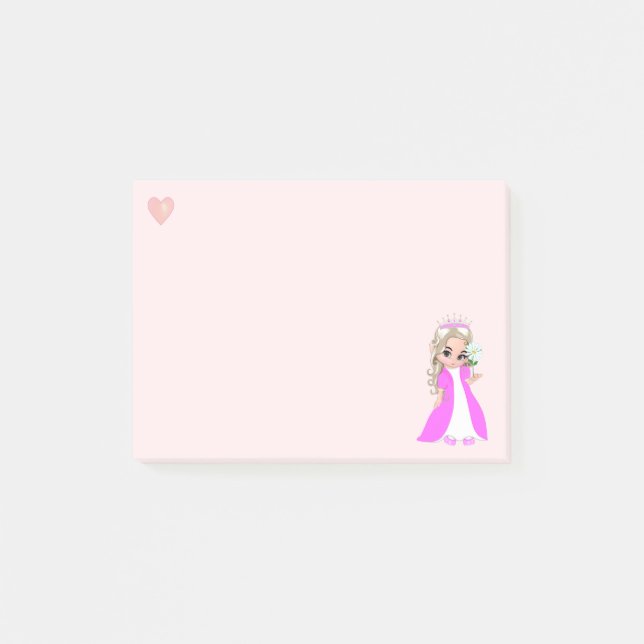Bloco De Notas Linda princesinha em rosa claro (Frente)