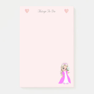 Bloco De Notas Linda princesinha em rosa claro Coisas a Fazer