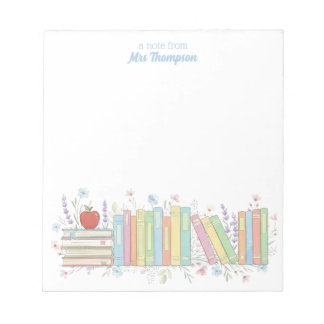 Bloco De Notas Linda Professora Personalizada Floral Pastel Femin