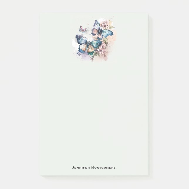 Bloco De Notas Lindas borboletas e flores (Frente)