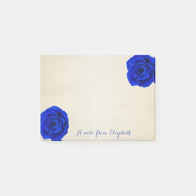 Bloco De Notas Lindas e Elegantes Rosas Azuis (Frente)