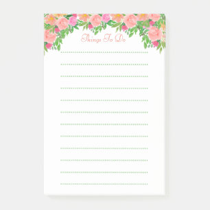 Bloco De Notas Lindas flores cor-de-rosa em aquarela Coisas para