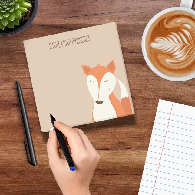 Bloco De Notas Lindo Animal Florestal Raposa Vermelha Crianças  (Red Fox Personalized Tear off page Notepad)