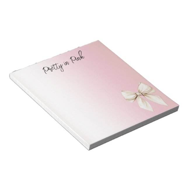 Bloco De Notas Lindo Laço Rosa Creme (Inclinado)