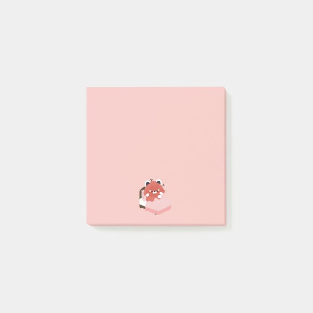 Bloco De Notas Lindo Panda Vermelho Cansado (Frente)