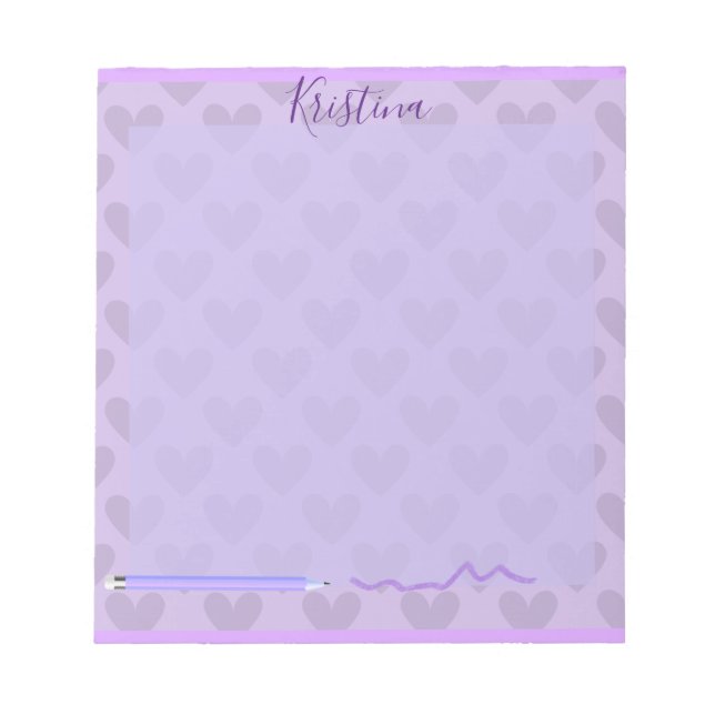 Bloco De Notas Lindo Pastel Chic Lavanda Personalizado (Frente)